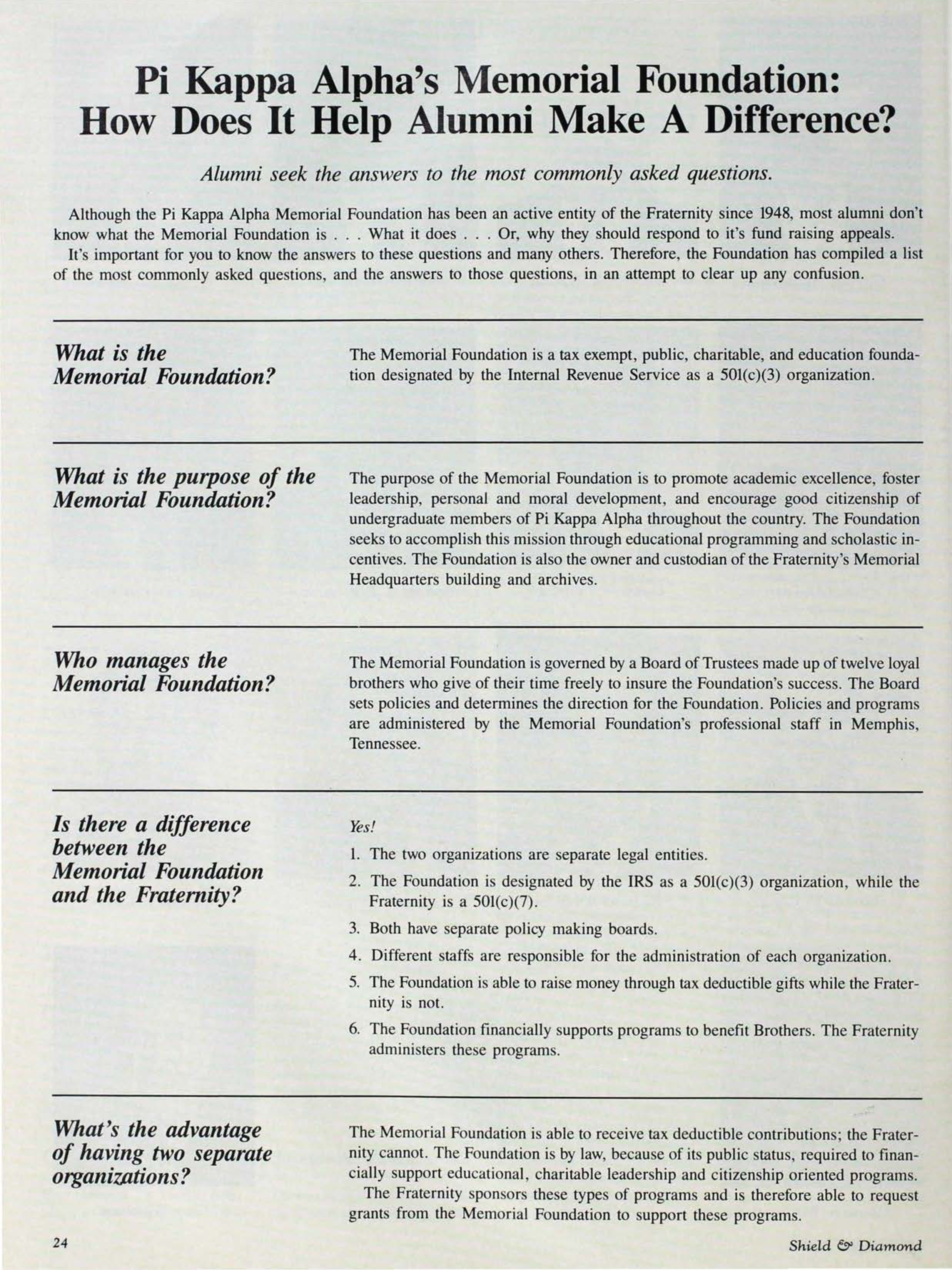 Pi Kappa Alpha's Memorial Foundation: How Does It Help Alumni Make A Difference?
